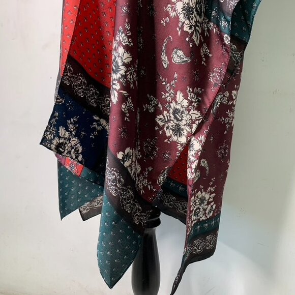 Free People Boho Mon Cheri Silky Patchwork Kimono One Size - Picture 5 of 14